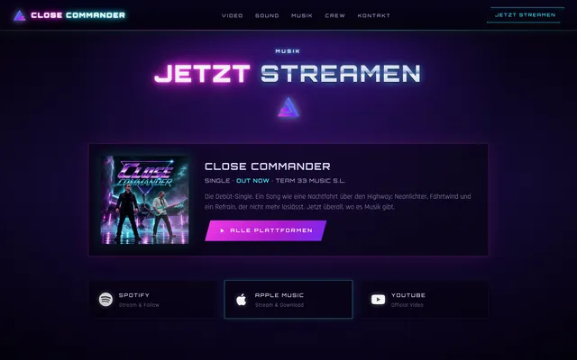 Close Commander: Jetzt streamen, mit Single-Karte und Links zu Spotify, Apple Music und YouTube